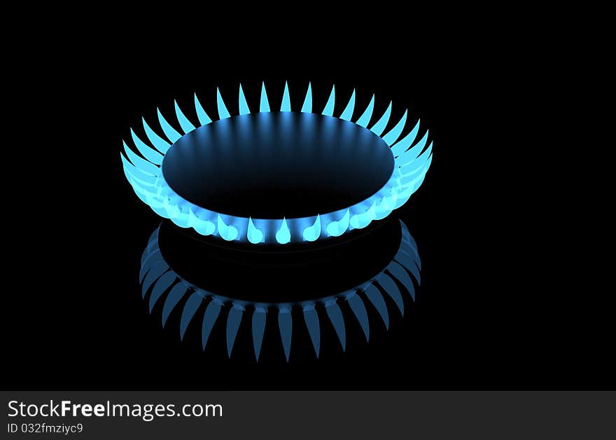 Cooking flame on a black background