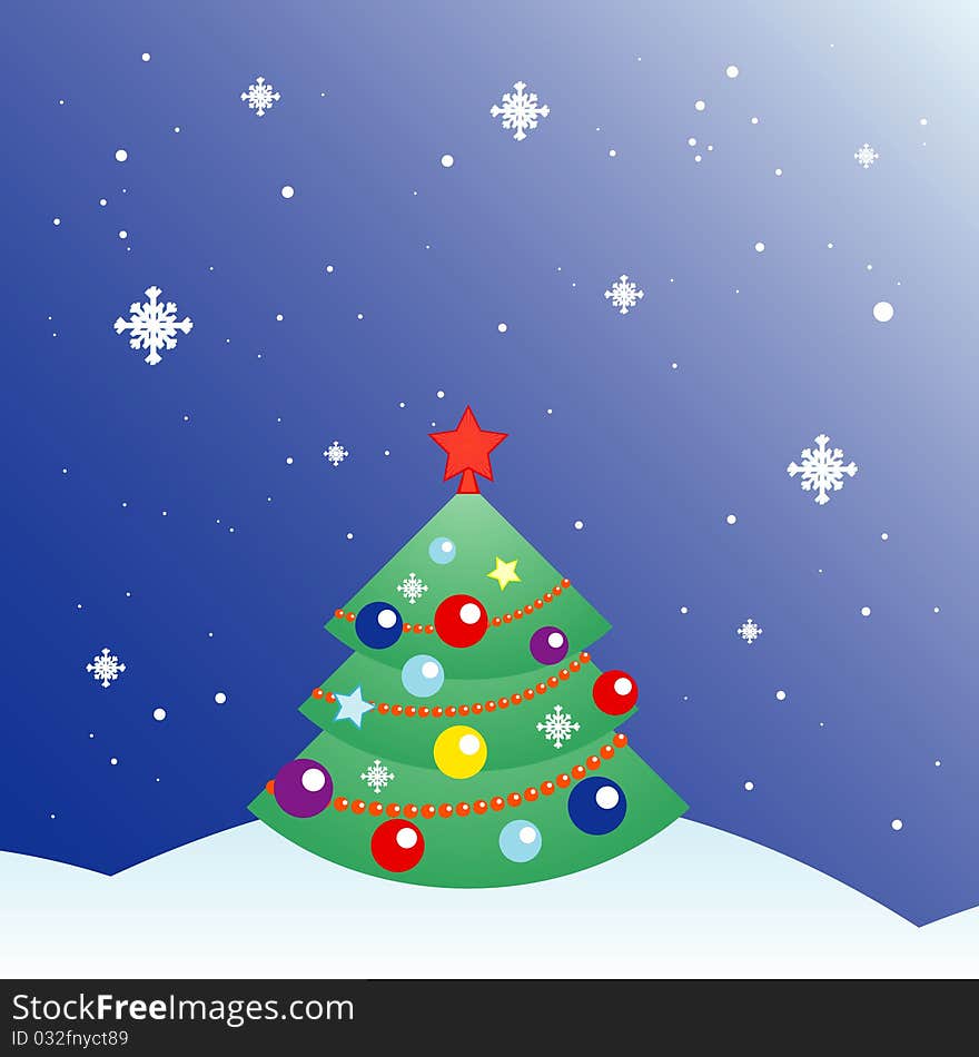 Vector Christmas card with Christmas Tree