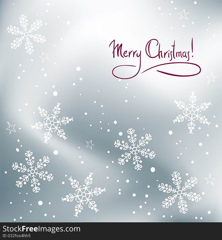 Christmas background with stars, text, snowflakes