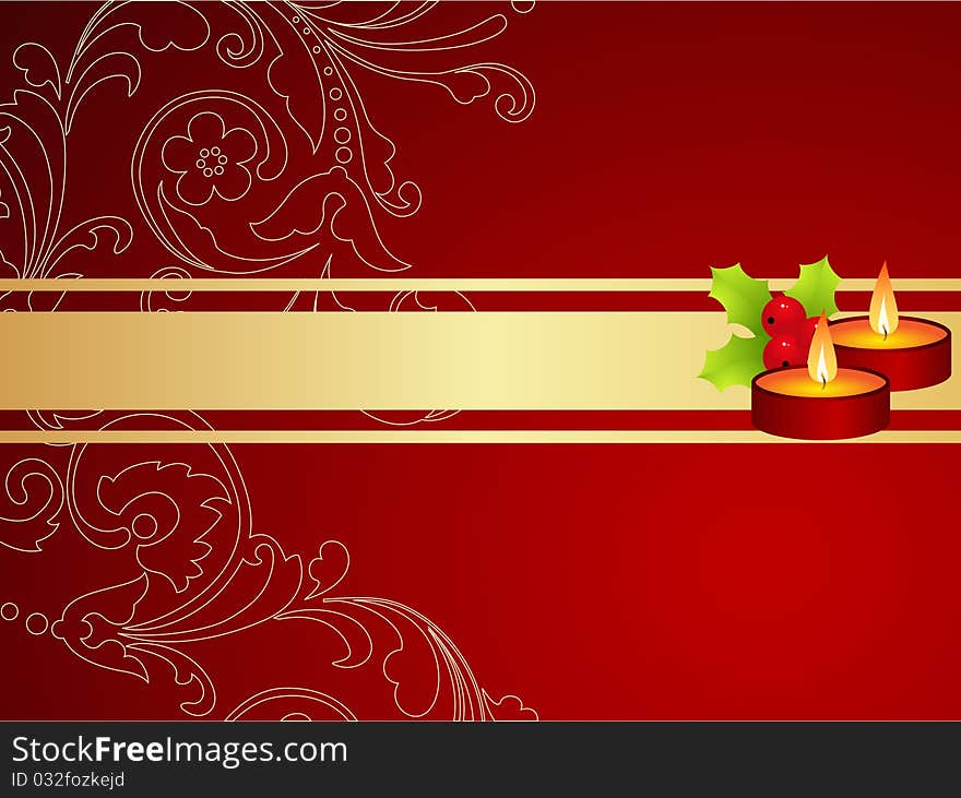 Red background with new year decorations. Vector illustration. Red background with new year decorations. Vector illustration.