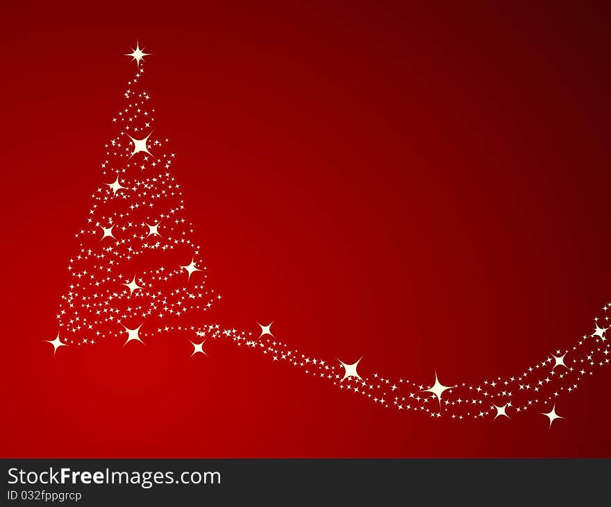 Christmas background, silhouette of a christmas tree. Vector illustration.