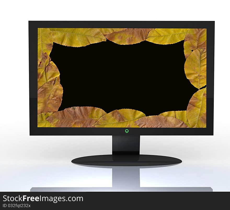 3D television, computer screen in profile isolated on white