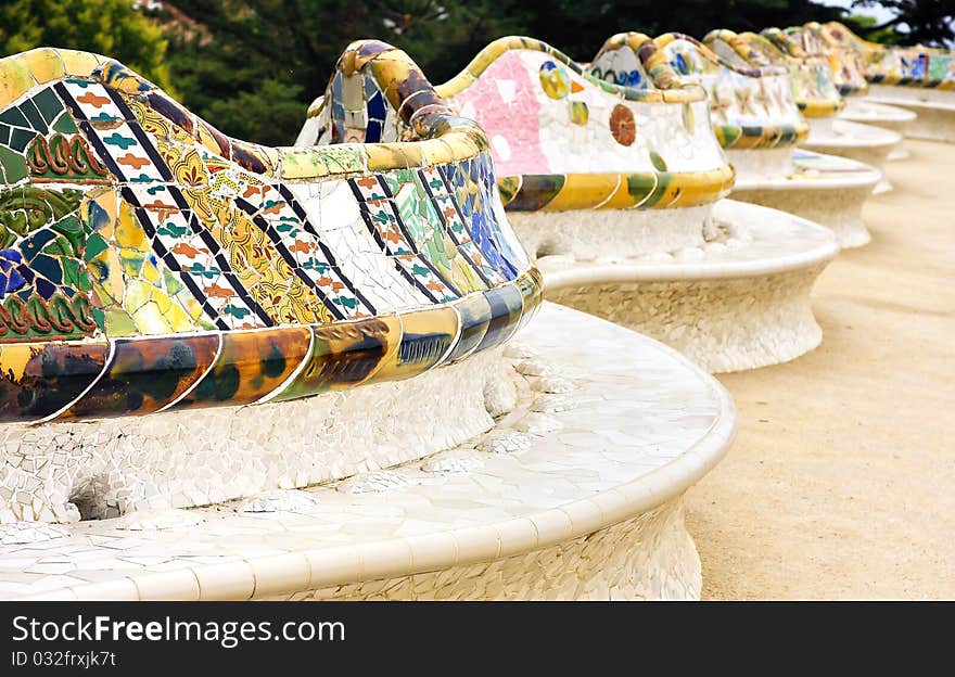 The colored benches of Barcelona is very nice