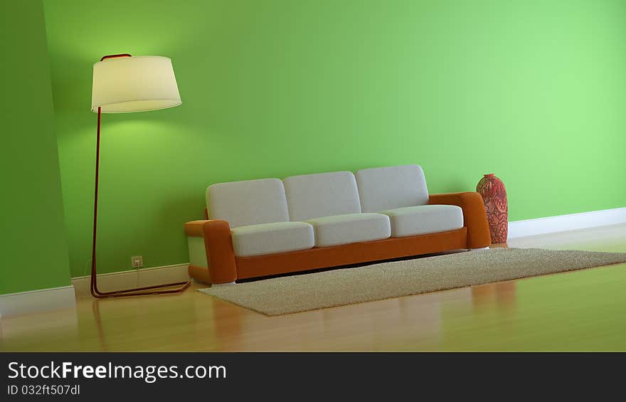 A modern 3d interior composition