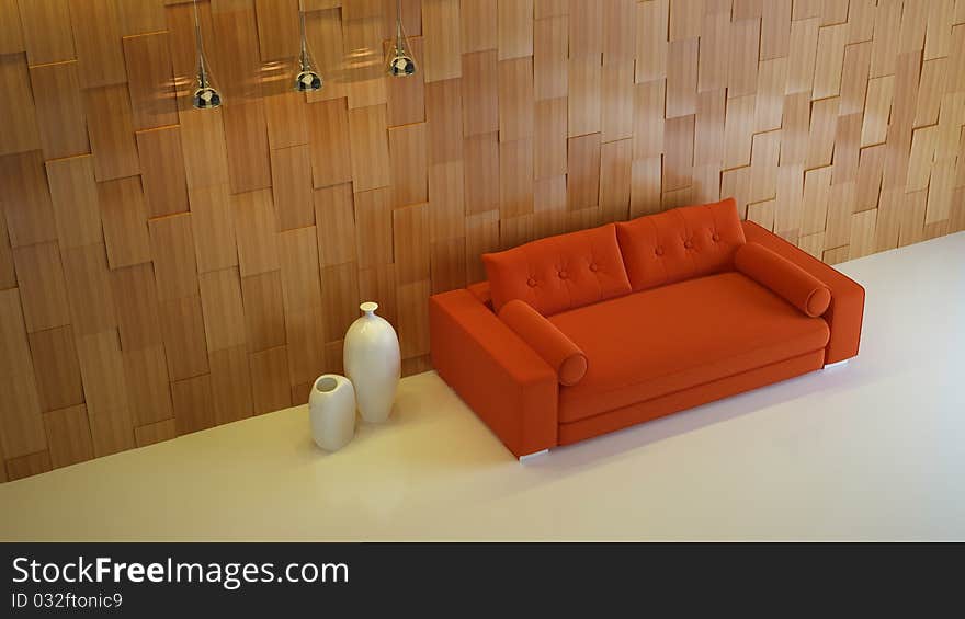 A modern 3d interior composition