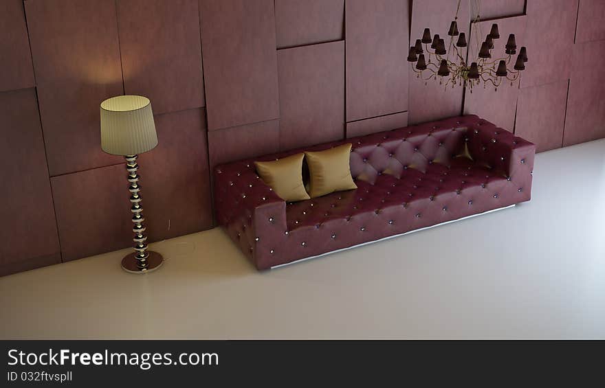 3d interior composition and classic stile