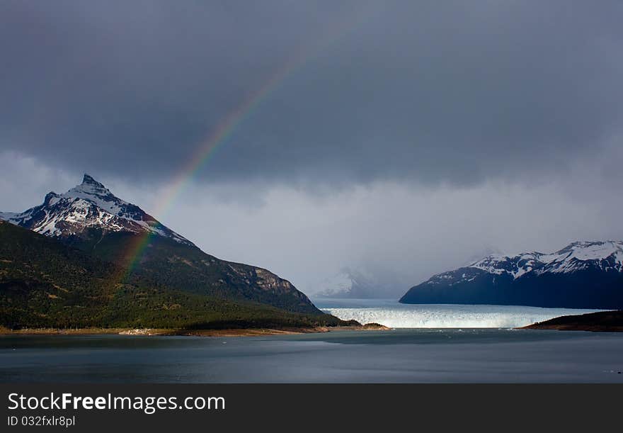 A rainbow over Moreno Glacier. A rainbow over Moreno Glacier