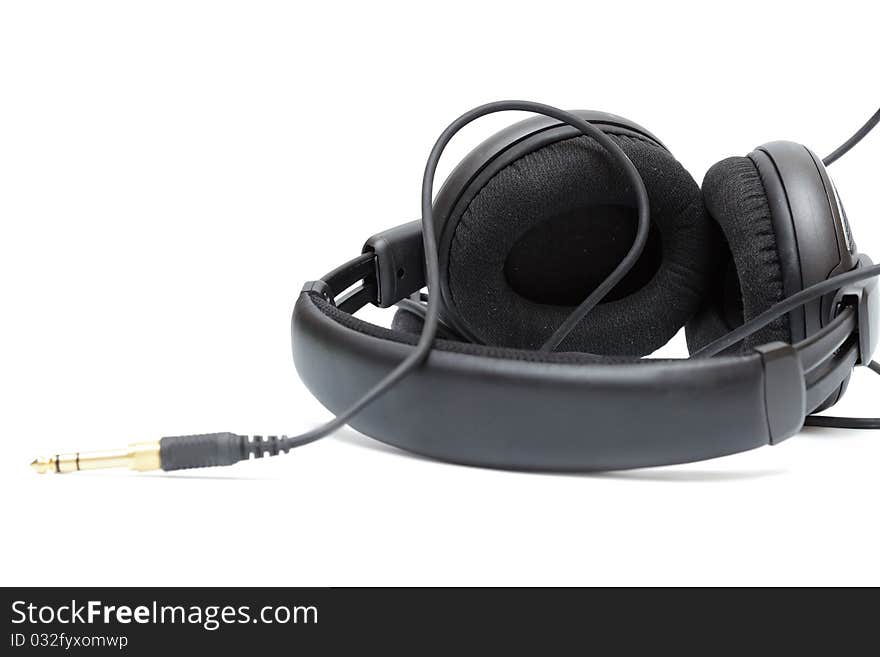 Big black isolated headphones