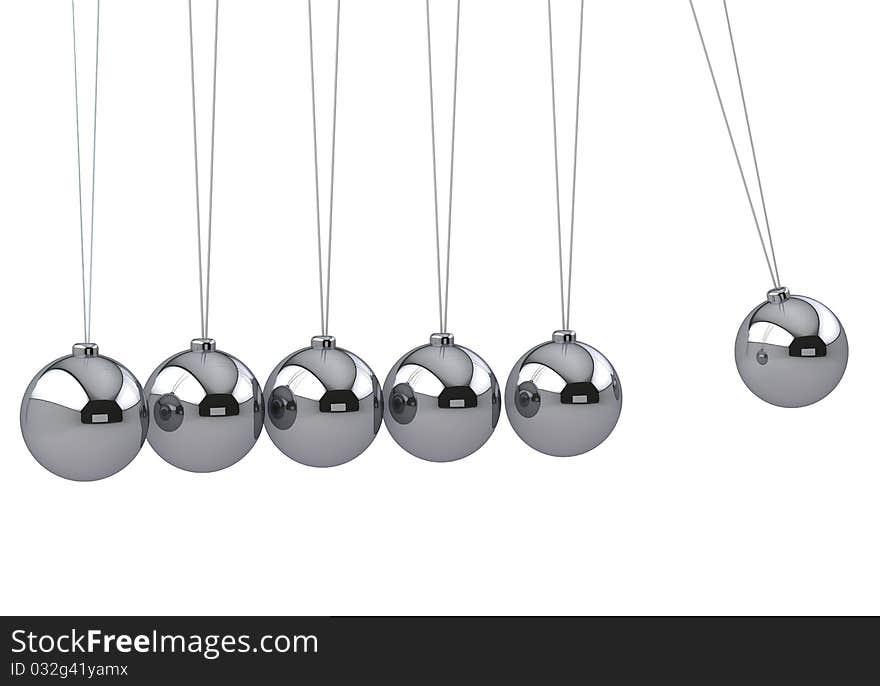 3d rendered Newton's cradle on white background