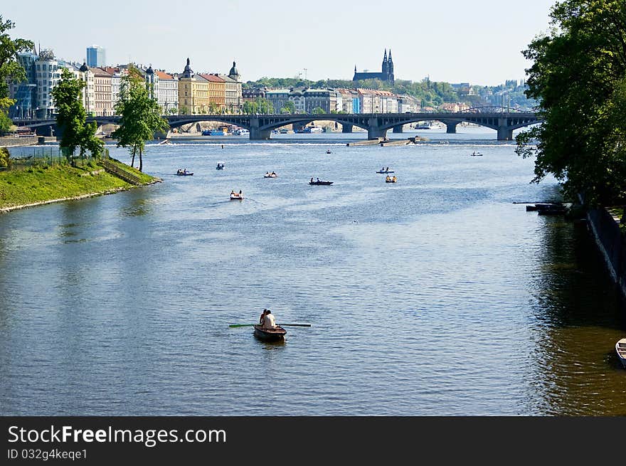 On Sunday on the river Vltava. Prague. Czechia. On Sunday on the river Vltava. Prague. Czechia.