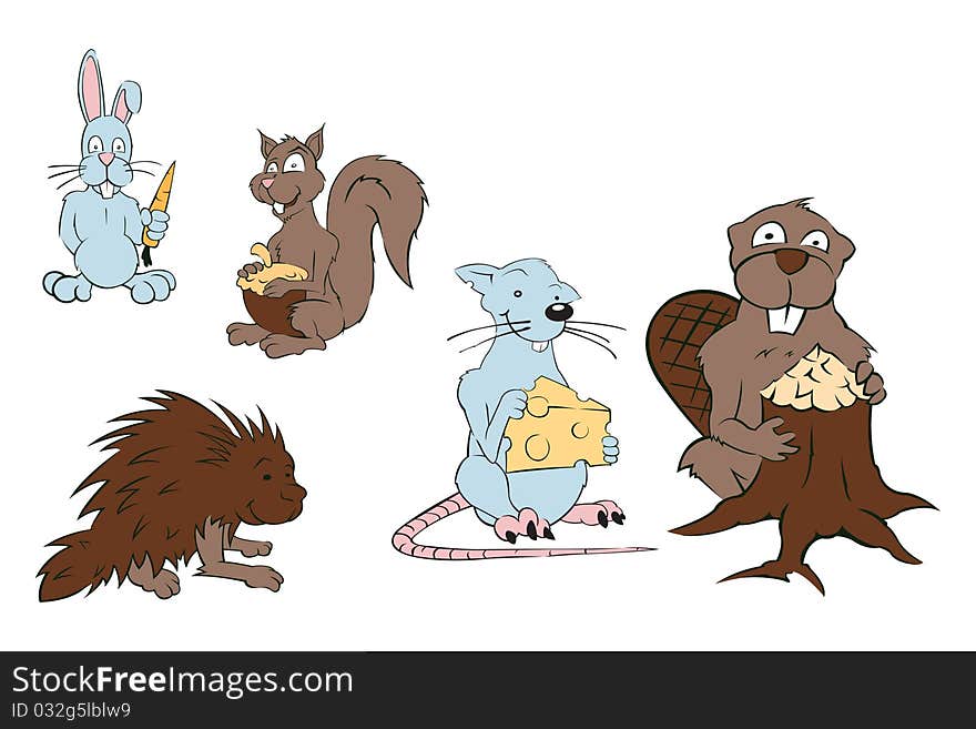 A collection of forest creatures