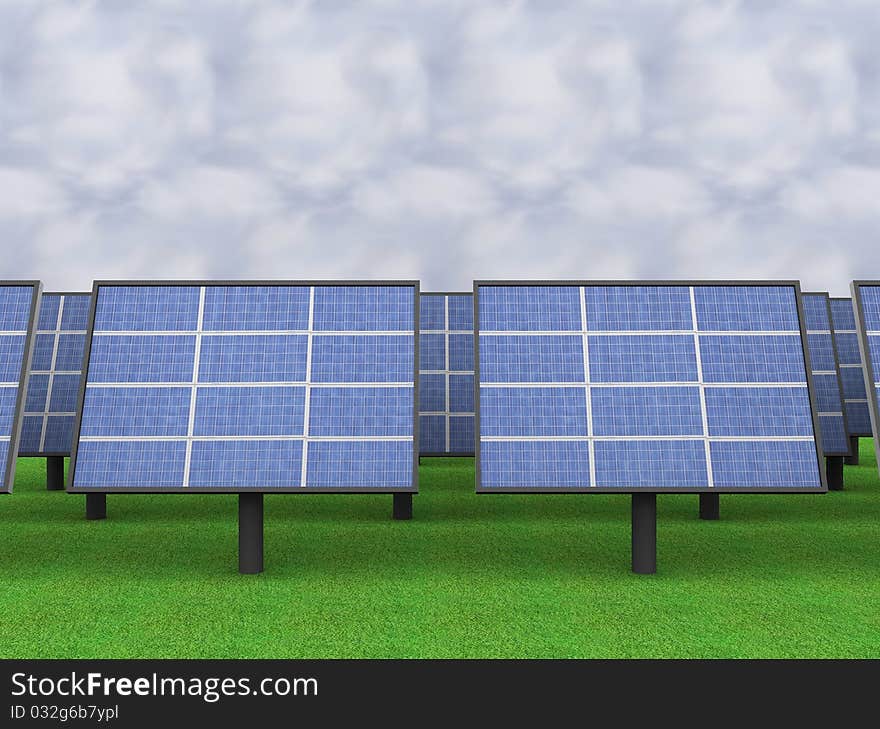 A Illustration Of A Solar Panel Field