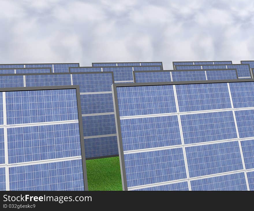 A Close Up Of A Solar Panel Field