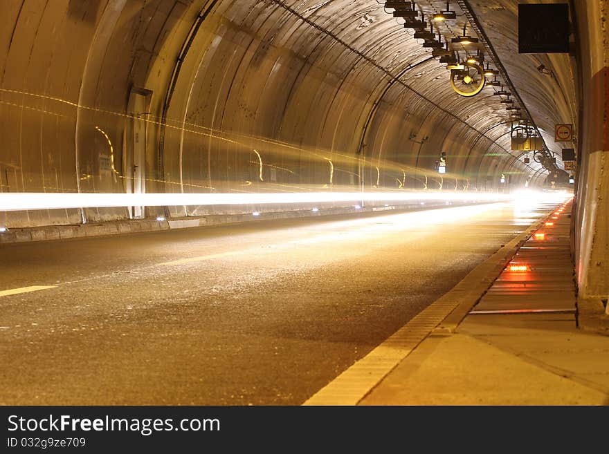 Highway tunnel ny night