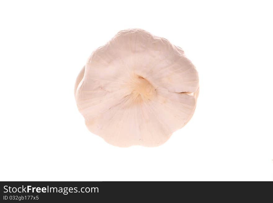 A garlic bulb segments isolated over white