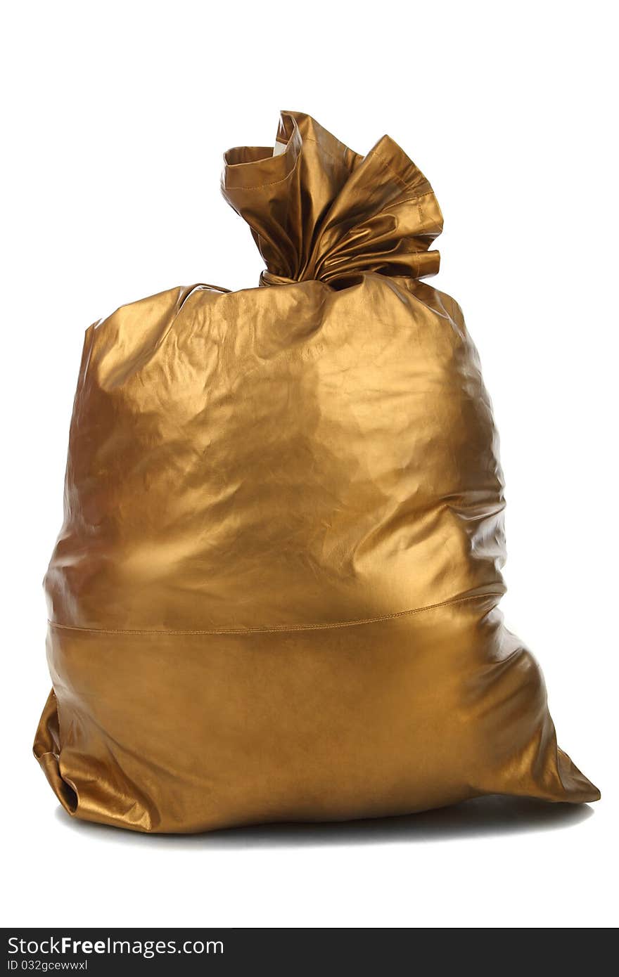 Gold bag isolated over white background