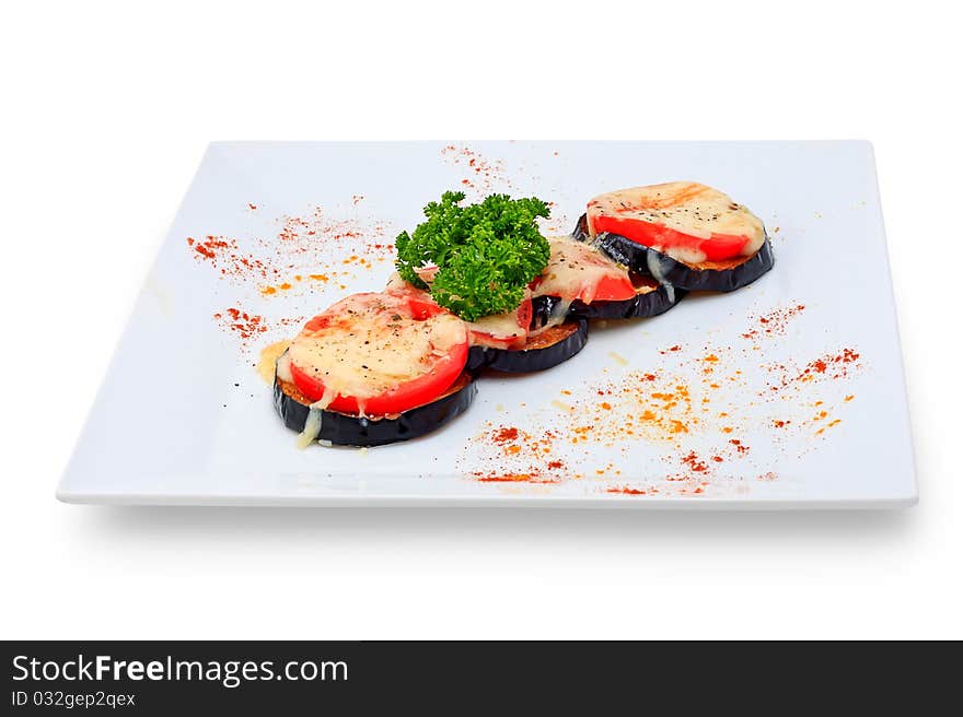 Vegetarian salad with fresh vegetables on a ceramic platter