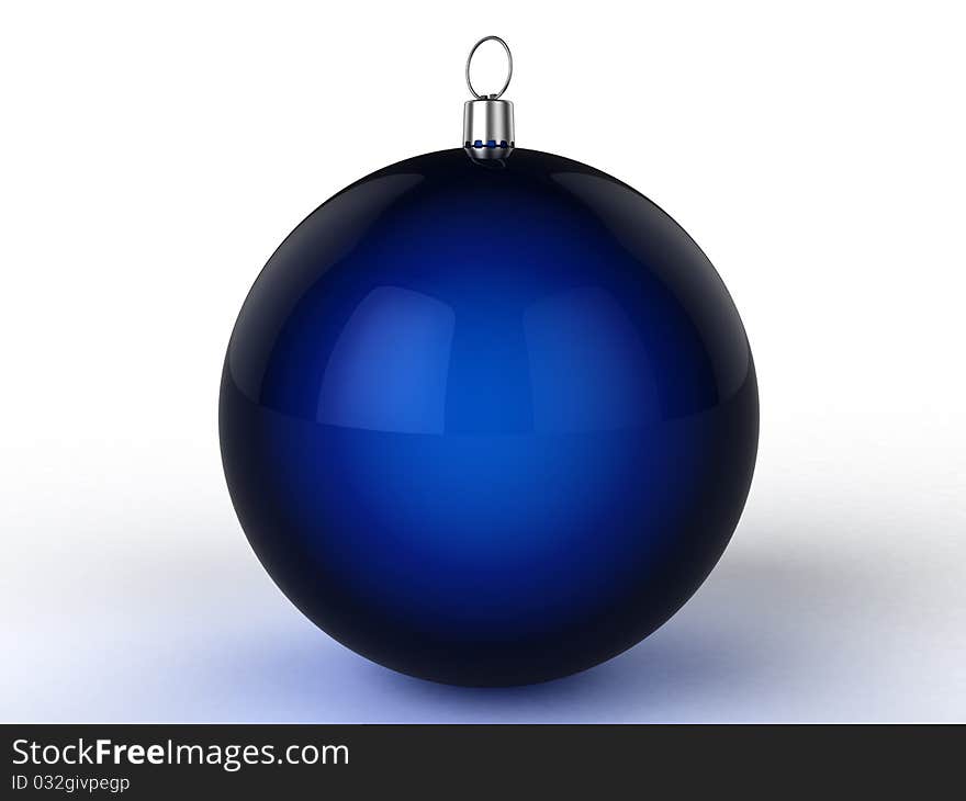 Blue Christmas ball on white background