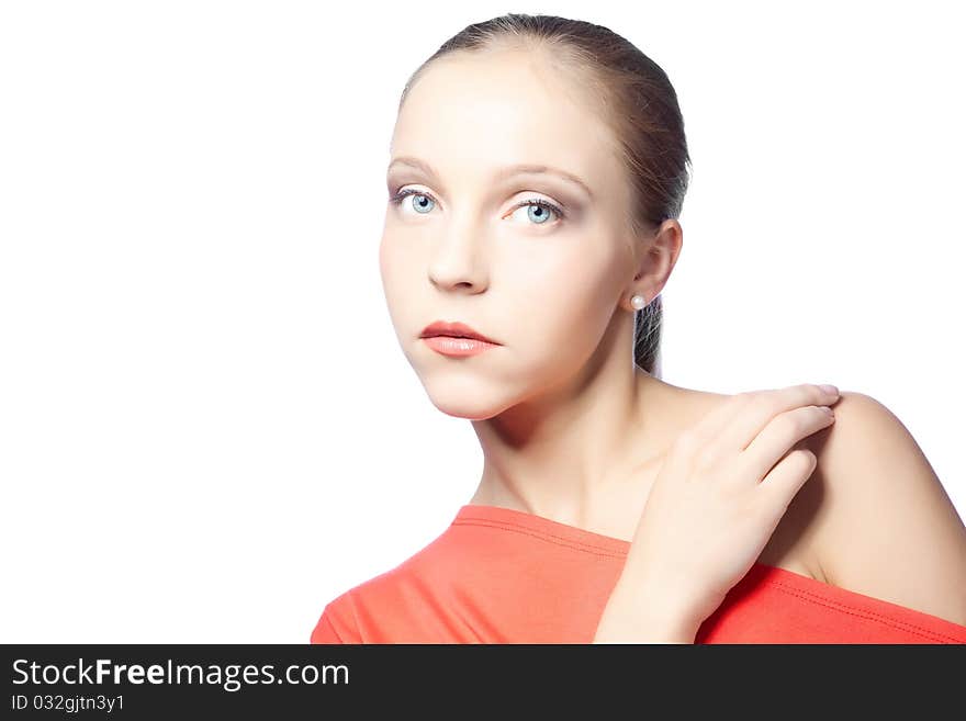 Woman On White Background