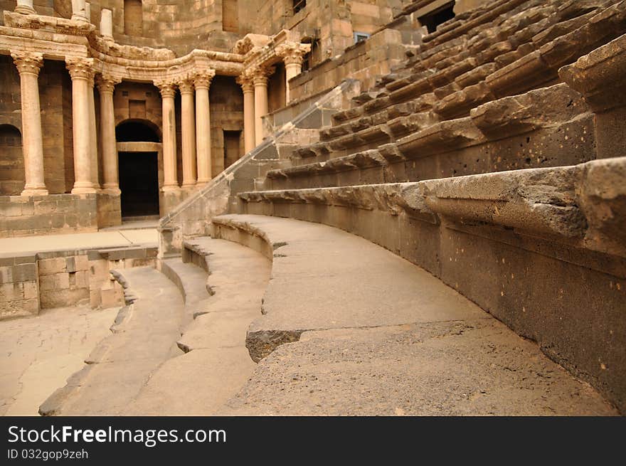 Ancient Roman time town Bosra in Syria. Theater details. Ancient Roman time town Bosra in Syria. Theater details.