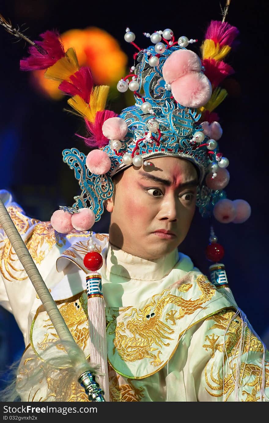 Chinese opera actor perform on stage. Chinese opera actor perform on stage