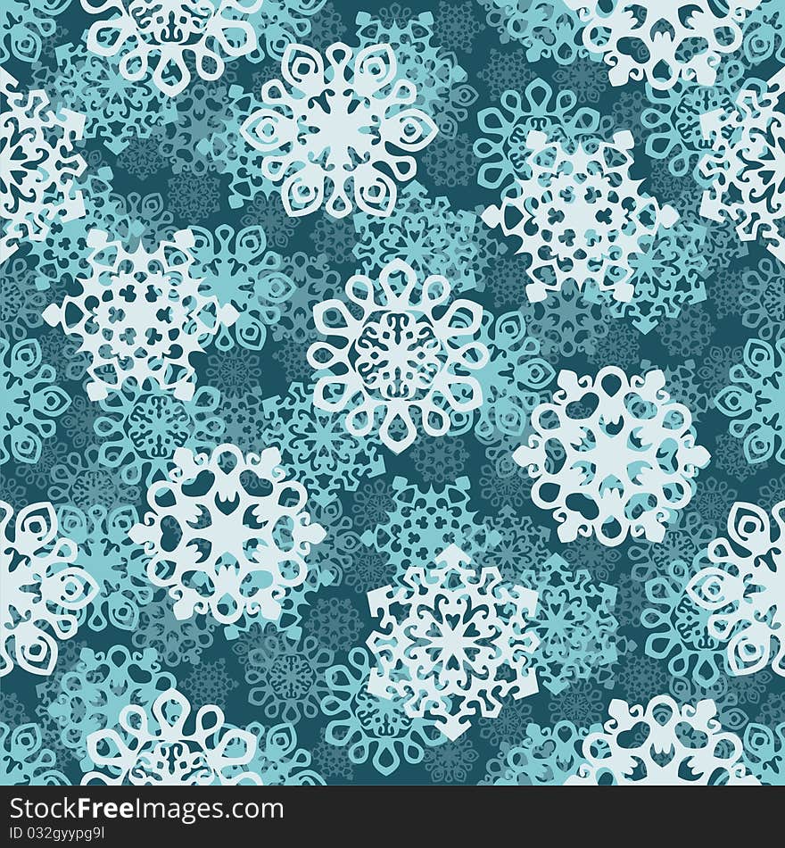 Seamless  with blue snowflakes. Vector illustration