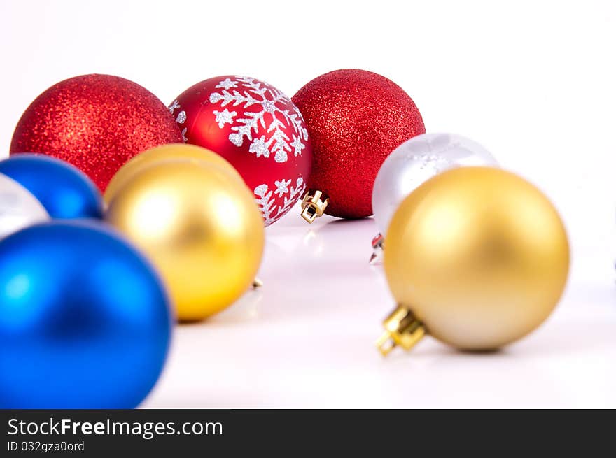 Christmas decoration objects on white background. Christmas decoration objects on white background