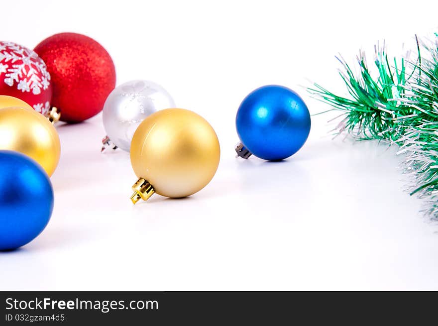 Christmas decoration objects on white background. Christmas decoration objects on white background