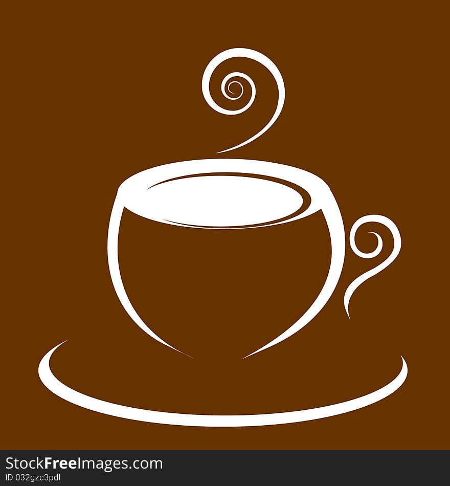 Hot morning coffee on brown background. Hot morning coffee on brown background