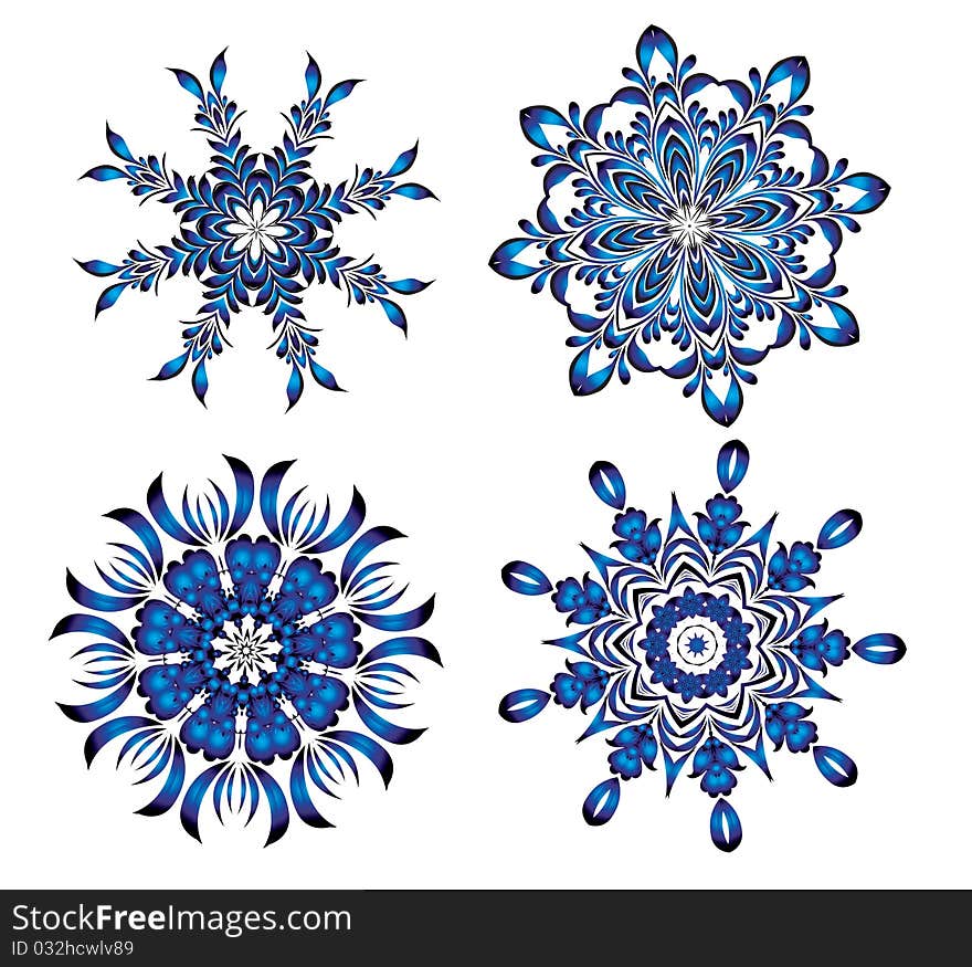 Beautiful,blue New Year's snowflakes by Christmas