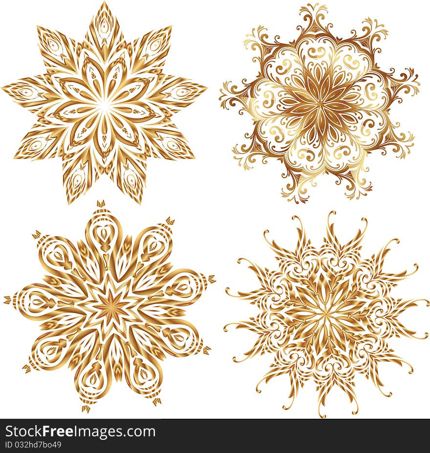 Beautiful, golden New Year's snowflakes by Christmas