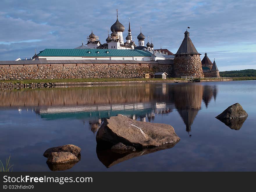 Scenic view of Solovestsky monastery on White sea coastline, Karelia, Russian Federation. Scenic view of Solovestsky monastery on White sea coastline, Karelia, Russian Federation.