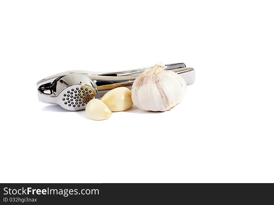 Series. Garlic press isolated on white