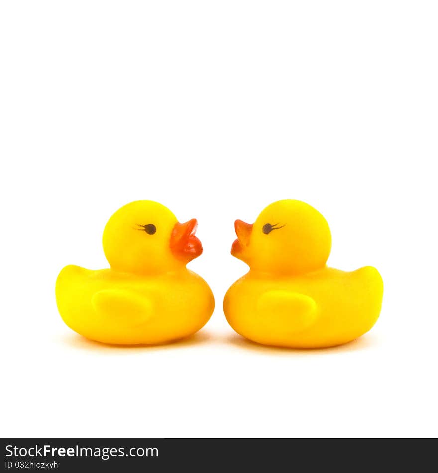 Family duck toy a over white background. Family duck toy a over white background