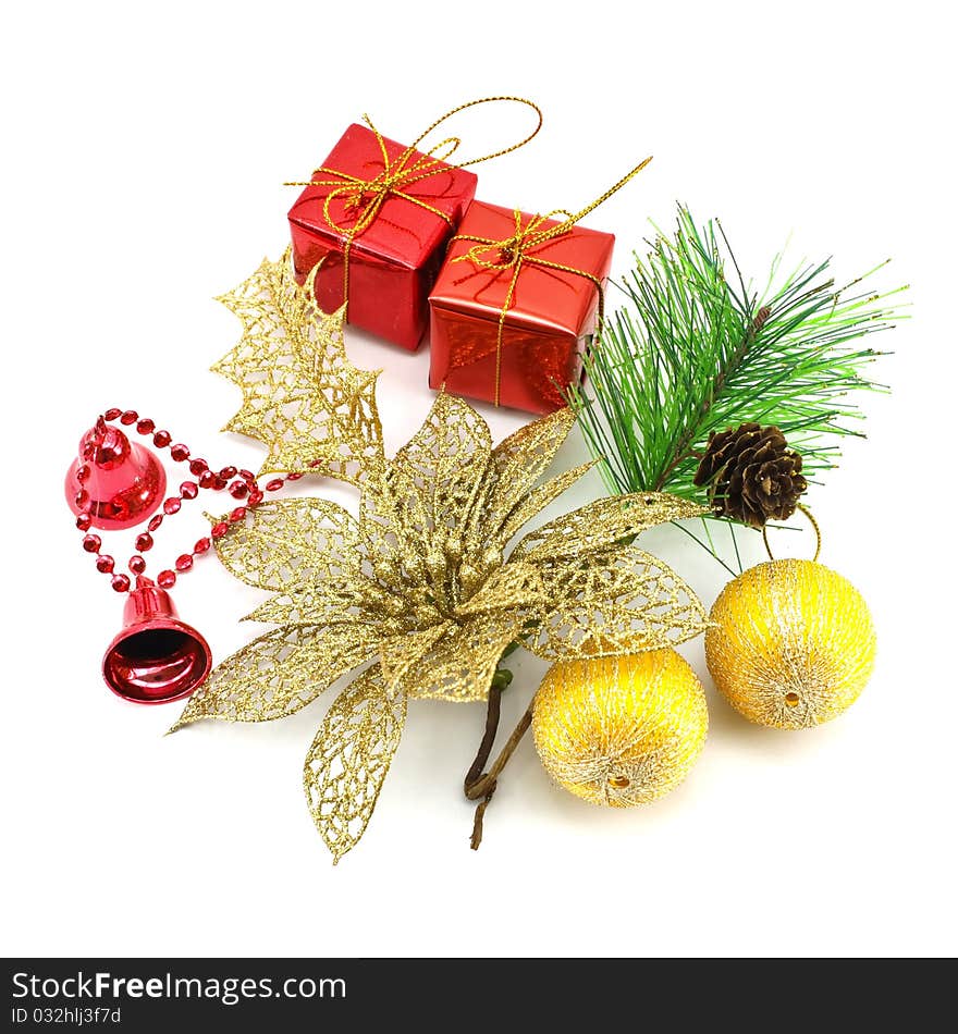 Christmas decoration set isolated on white background