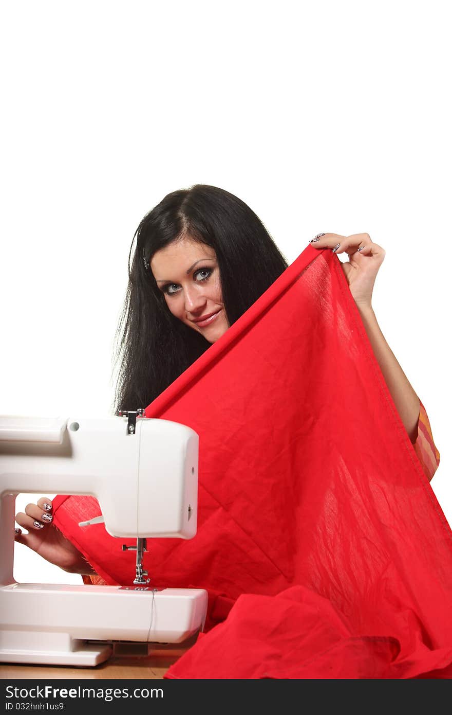 Seamstress Work On The Sewing-machine