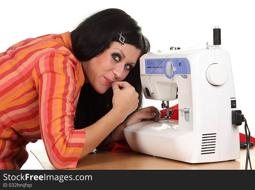 Seamstress work on the sewing-machine