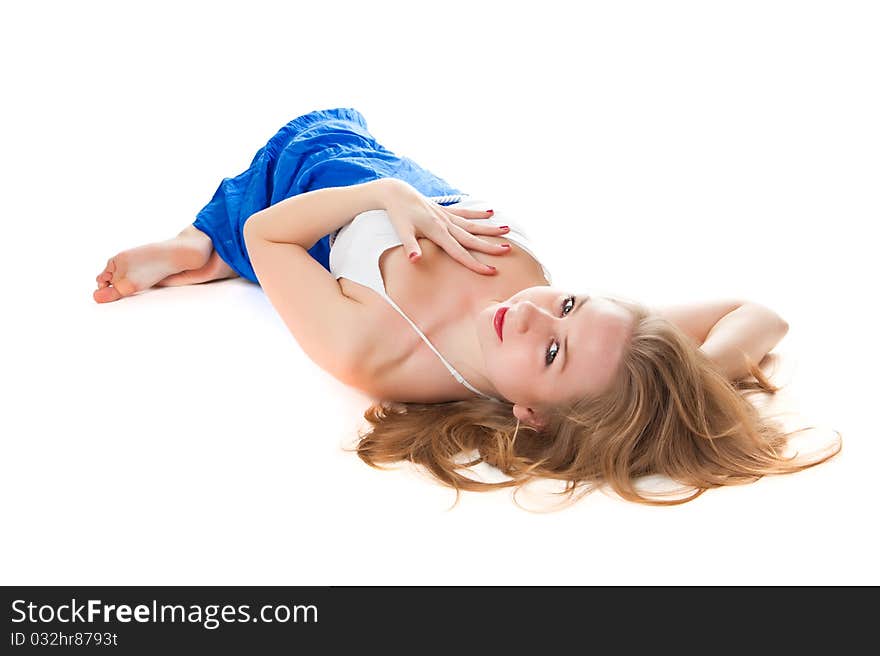 Beautiful girl isolated on a white background. Beautiful girl isolated on a white background