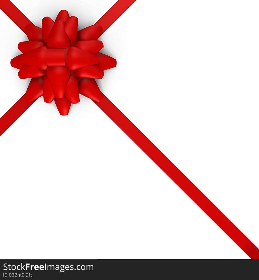 A Red Bow With Ribbons - A 3d Image