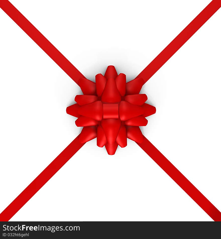 A red bow with ribbons - a 3d image