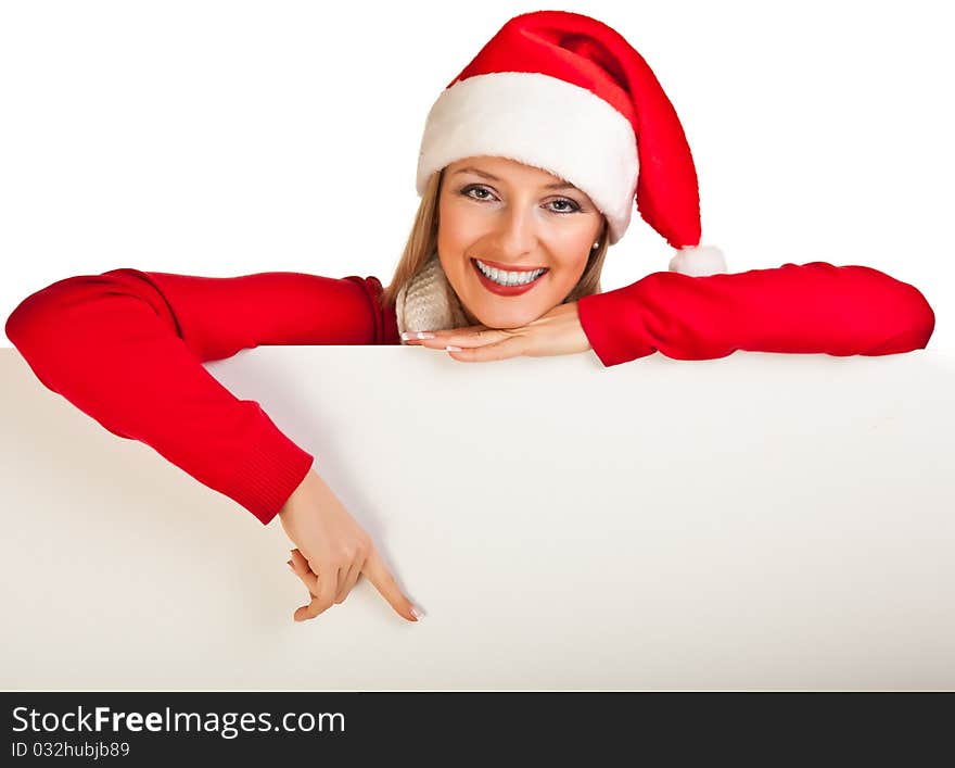 Woman In Santa Hat With Presents