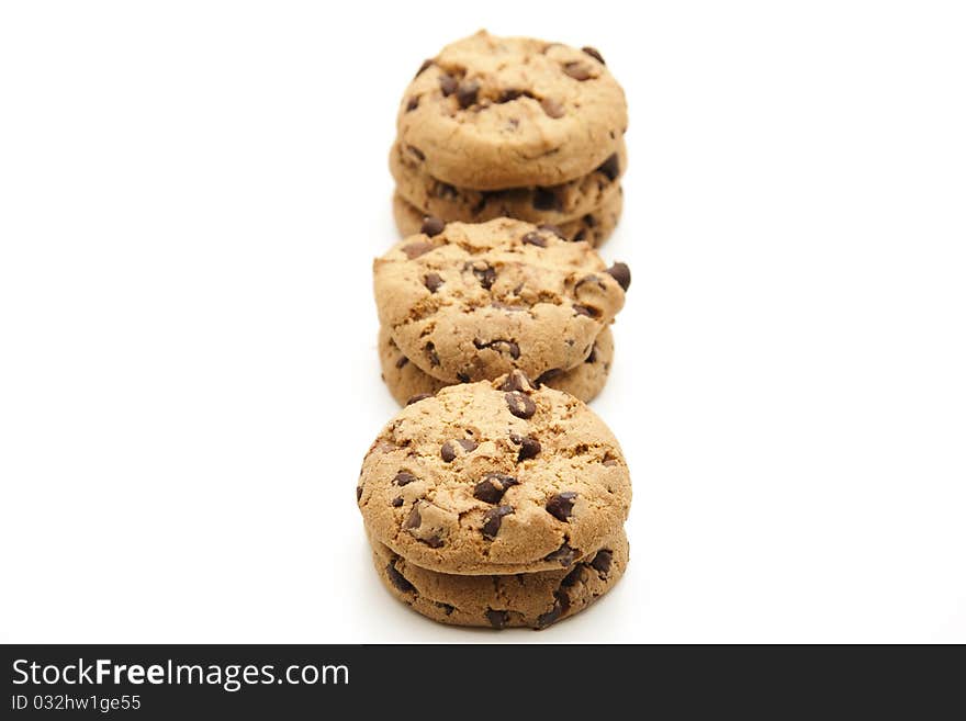 Cookies with chocolate onto white background. Cookies with chocolate onto white background