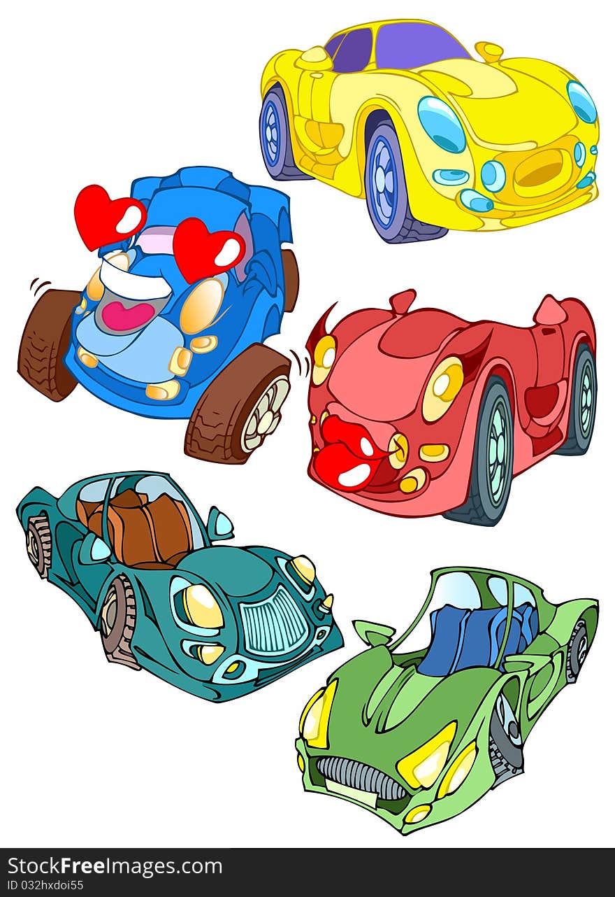 Cartoon transport.Multi-colored cars toys. Cartoon transport.Multi-colored cars toys.