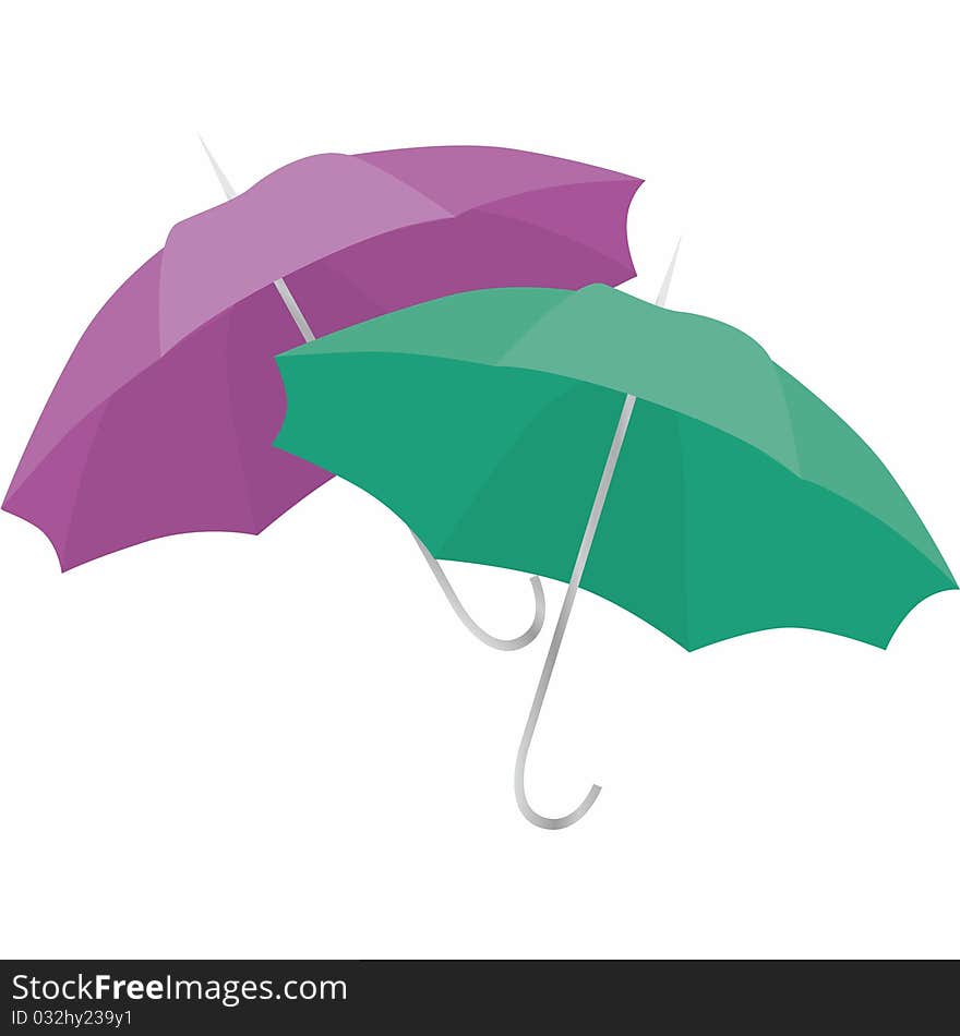 Vector drawing of a purple umbrella open to the rain