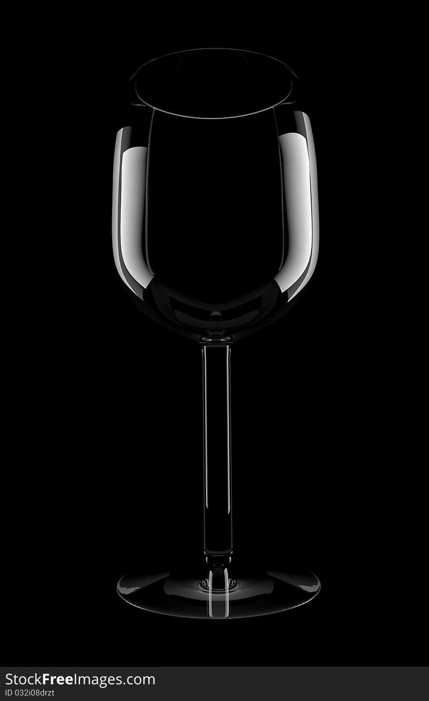 Empty wine glass on black background