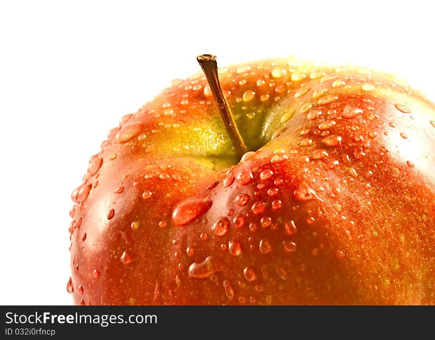 Juicy bright apple on white background. Juicy bright apple on white background