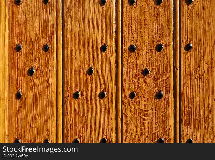 Durable Castle Wooden Gate Close-up