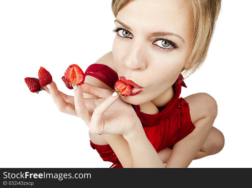 Young Woman With Red Strawberries