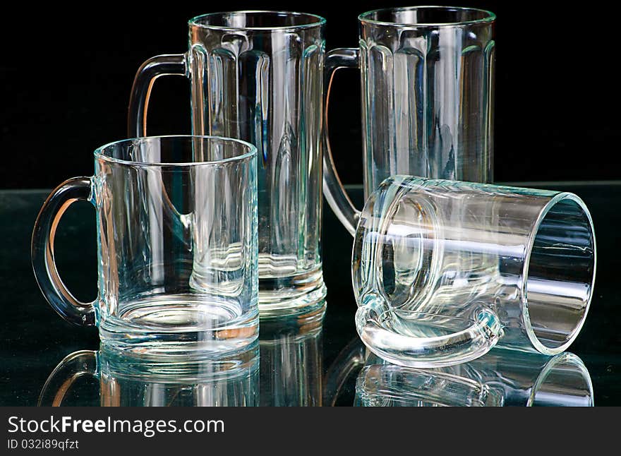 Empty glass isolated on a black  background