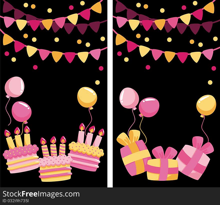 Greeting postcard. Happy Birthday! Two variants. Greeting postcard. Happy Birthday! Two variants